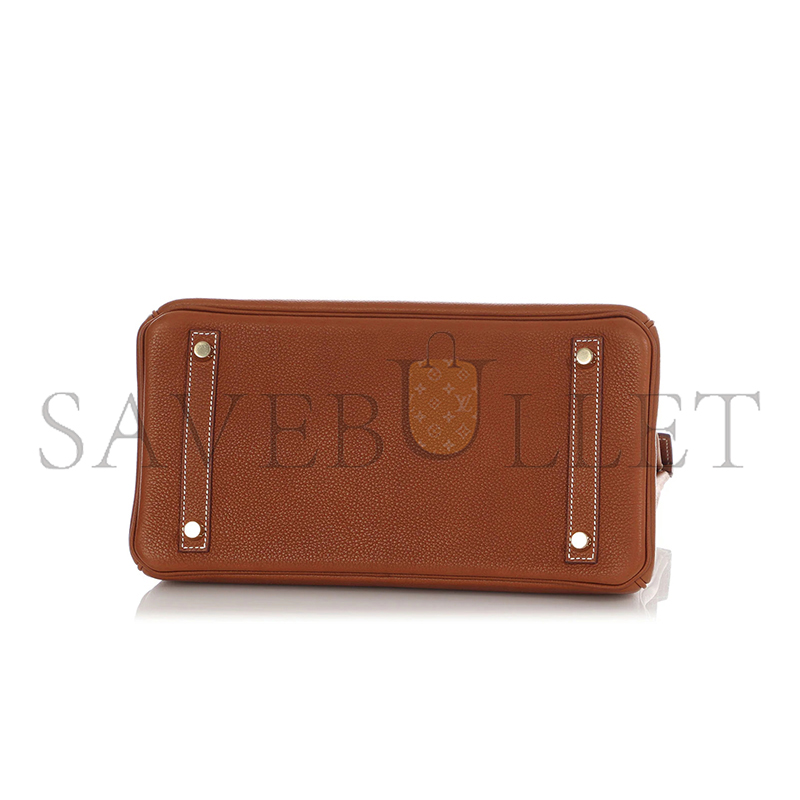 HERMES BIRKIN 30 FAUVE BARENIA GOLD HARDWARE (30*22*16cm)